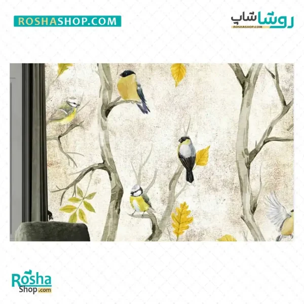 پوستر دیواری طرح درخت و پرنده - کد 1020