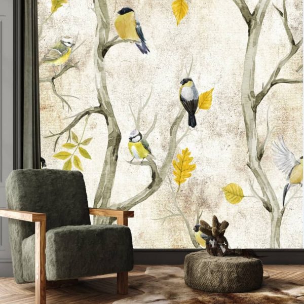 پوستر دیواری طرح درخت و پرنده کد 1020